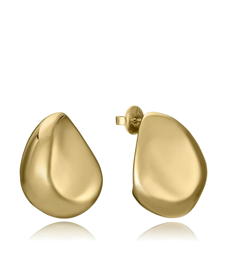 Pendientes Volumen Acero IP Dorado - Joyería Alcalá de Henares